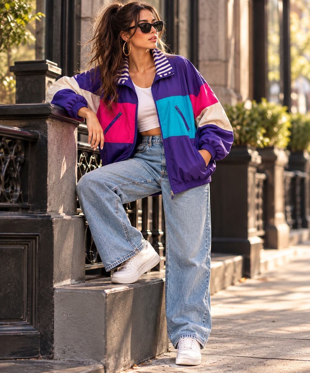 Vintage 90s Be In The Current Seen Colorblock Windbreaker Jacket Oversized XL